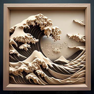 3D model great wave (STL)